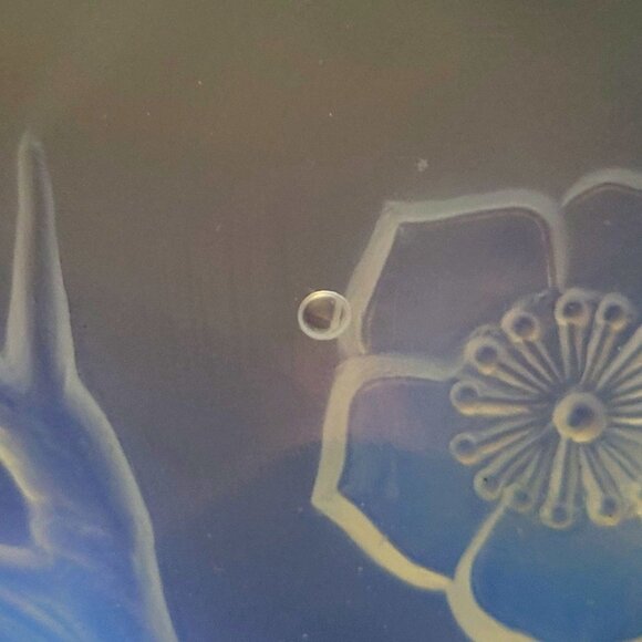 Antique French Julien Opalescent Glass Dish Birds & Floral Metal Rims & Handles - Picture 11 of 13